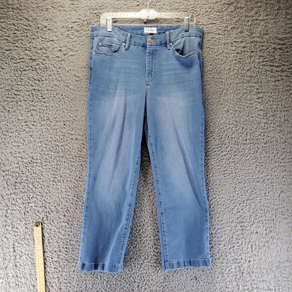 Nicole Miller Jean Womens 10 Blue High Rise Kick Boot Stretch Denim Cropped - Picture 1 of 13